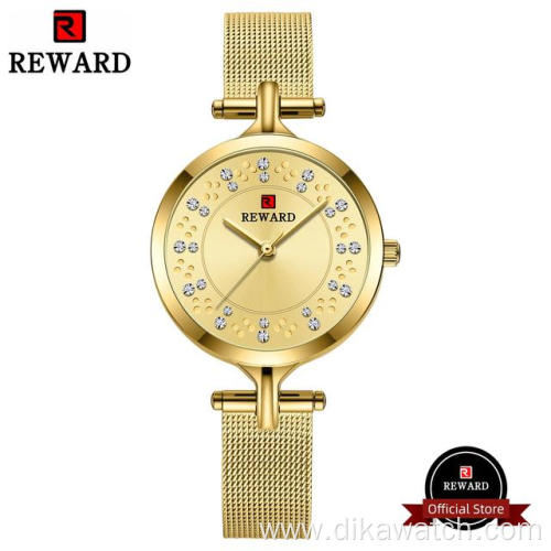 New Arrival Fashion Women's Quartz Watches Mesh Stainless Steel Waterproof Wrist Watch With Rhinestone Charm Ladies Wristwatch